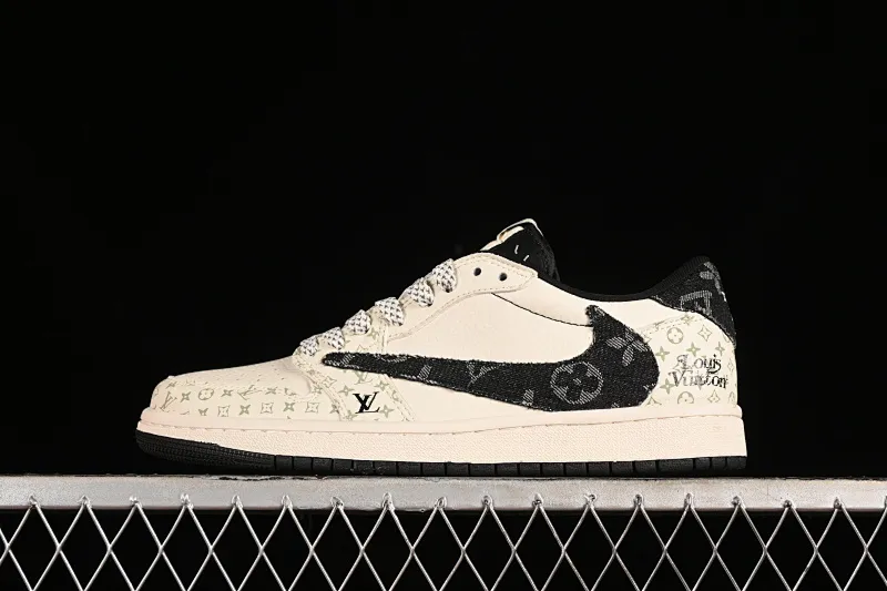 All categories Air Jordan Jordan series basketball shoes Air Jordan 1 Low High-end customized low-top sneakers Travis Scott x Fragment Design x Jordan Air Jordan 1 Low OG SP AJ1 Joe 1LV joint black denim print low-top cultural casual sneakers SJ2068-005